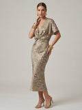 Women’s women's printed midi dress v-neck