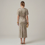 Women’s women's printed midi dress v-neck