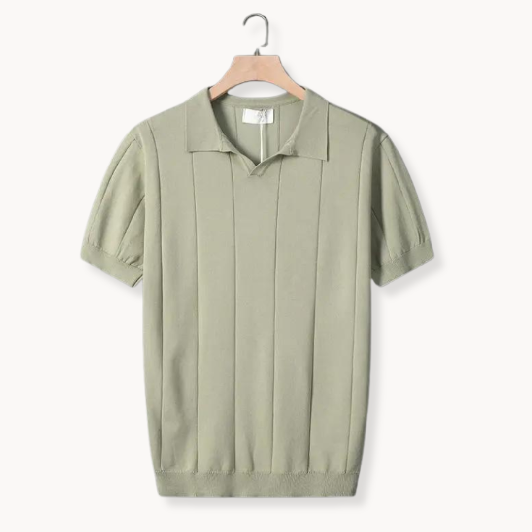 Men’s green men's knitted polo shirt v-neck