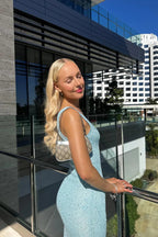 Full outfit look styled around the Blue maxi dress for a polished finish