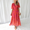 Women’s women's floral maxi dress v-neck