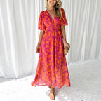 Women’s women's floral maxi dress v-neck