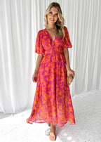 Women’s women's floral maxi dress v-neck
