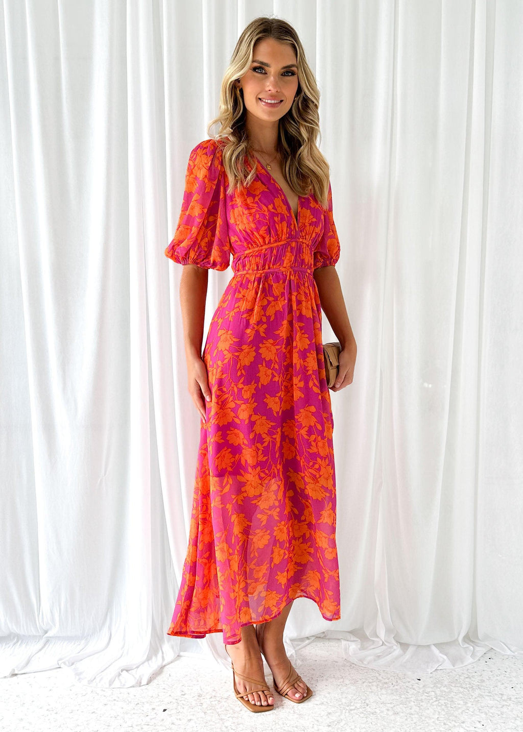 Women’s women's floral maxi dress v-neck