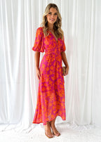 Women’s women's floral maxi dress v-neck