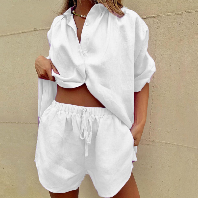 Women's two-piece summer set, white, product photo