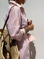 Women's Striped Cotton Collared Shirt Dress for Summer Wear — product photo