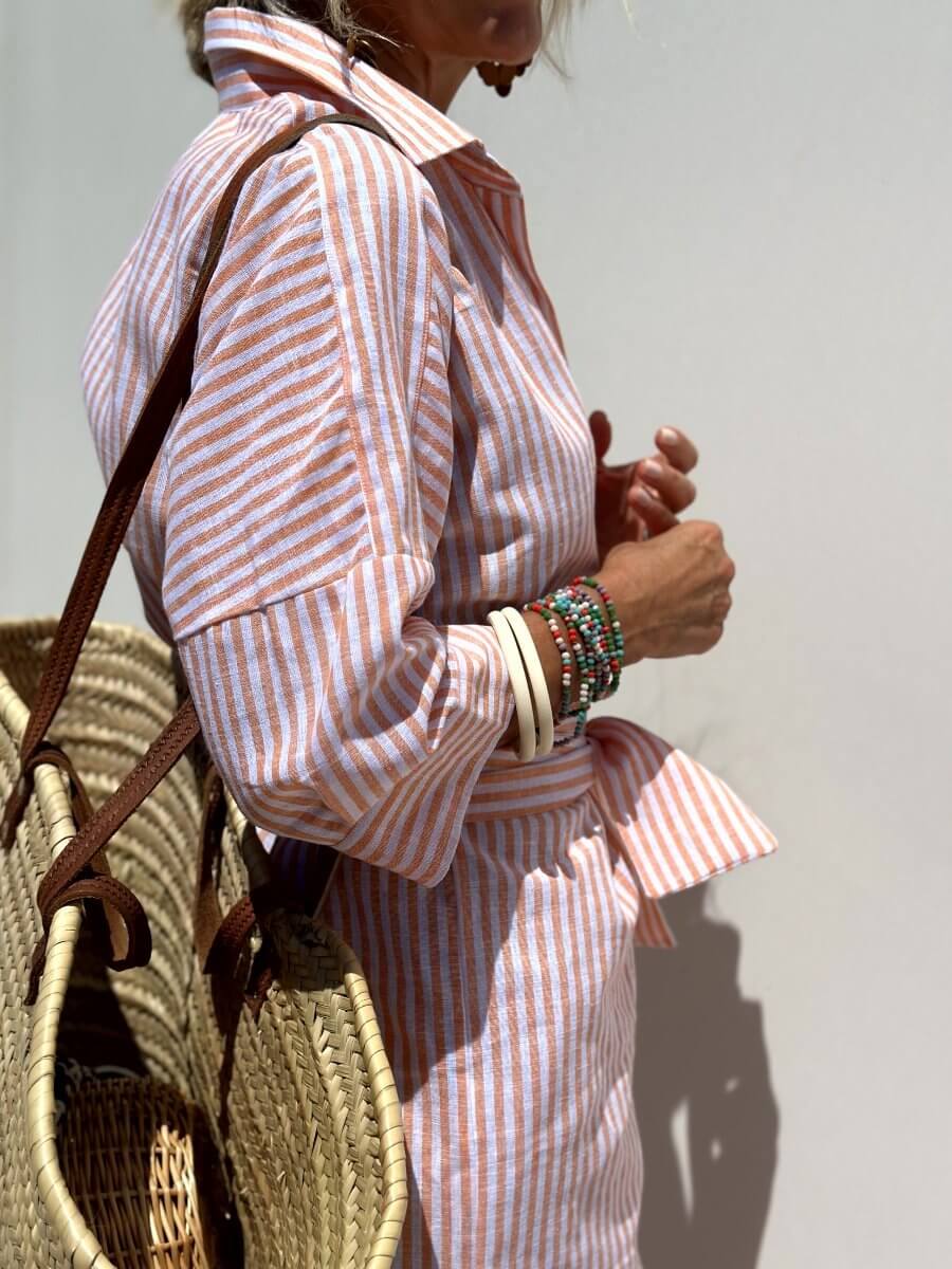 Women's Striped Cotton Collared Shirt Dress for Summer Wear — product photo