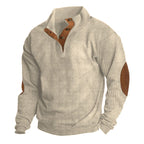 Men's beige outdoor fleece jumper with crew neck