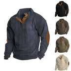 Men's beige outdoor fleece jumper with crew neck