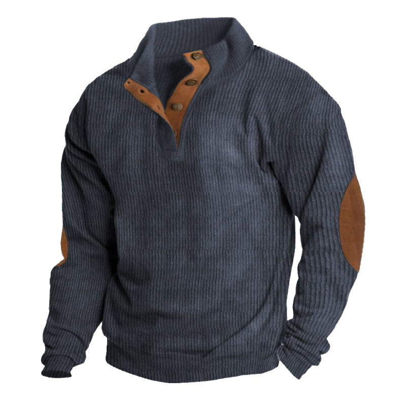 Men's beige outdoor fleece jumper with crew neck