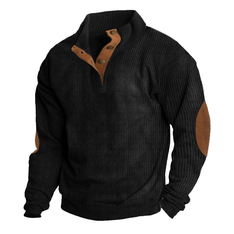 Men's black outdoor fleece jumper with crew neck