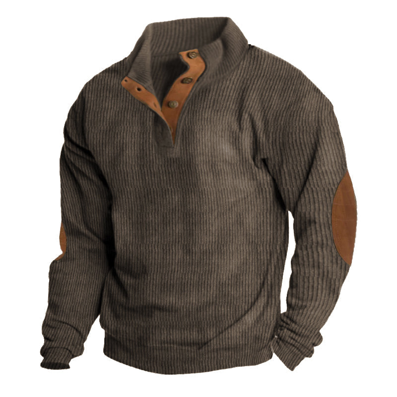 Men's black outdoor fleece jumper with crew neck