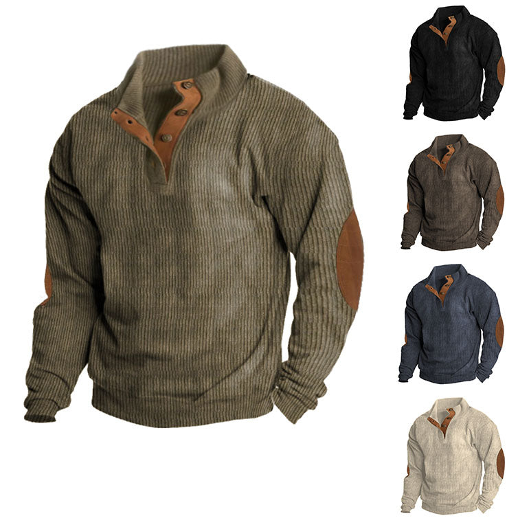 Men's black outdoor fleece jumper with crew neck