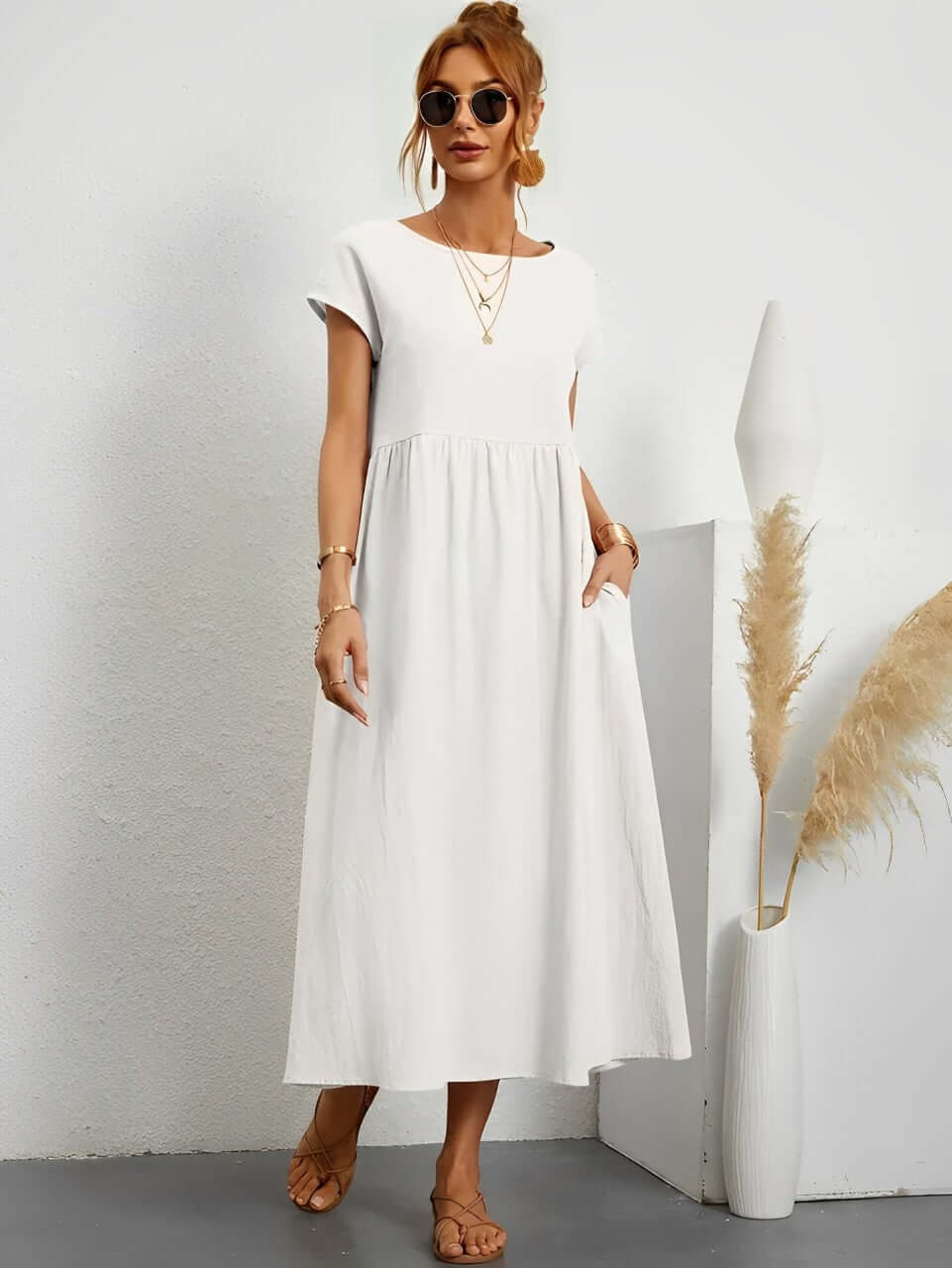 Women's Breathable Sundress for Warm Summer Days and Holidays — White