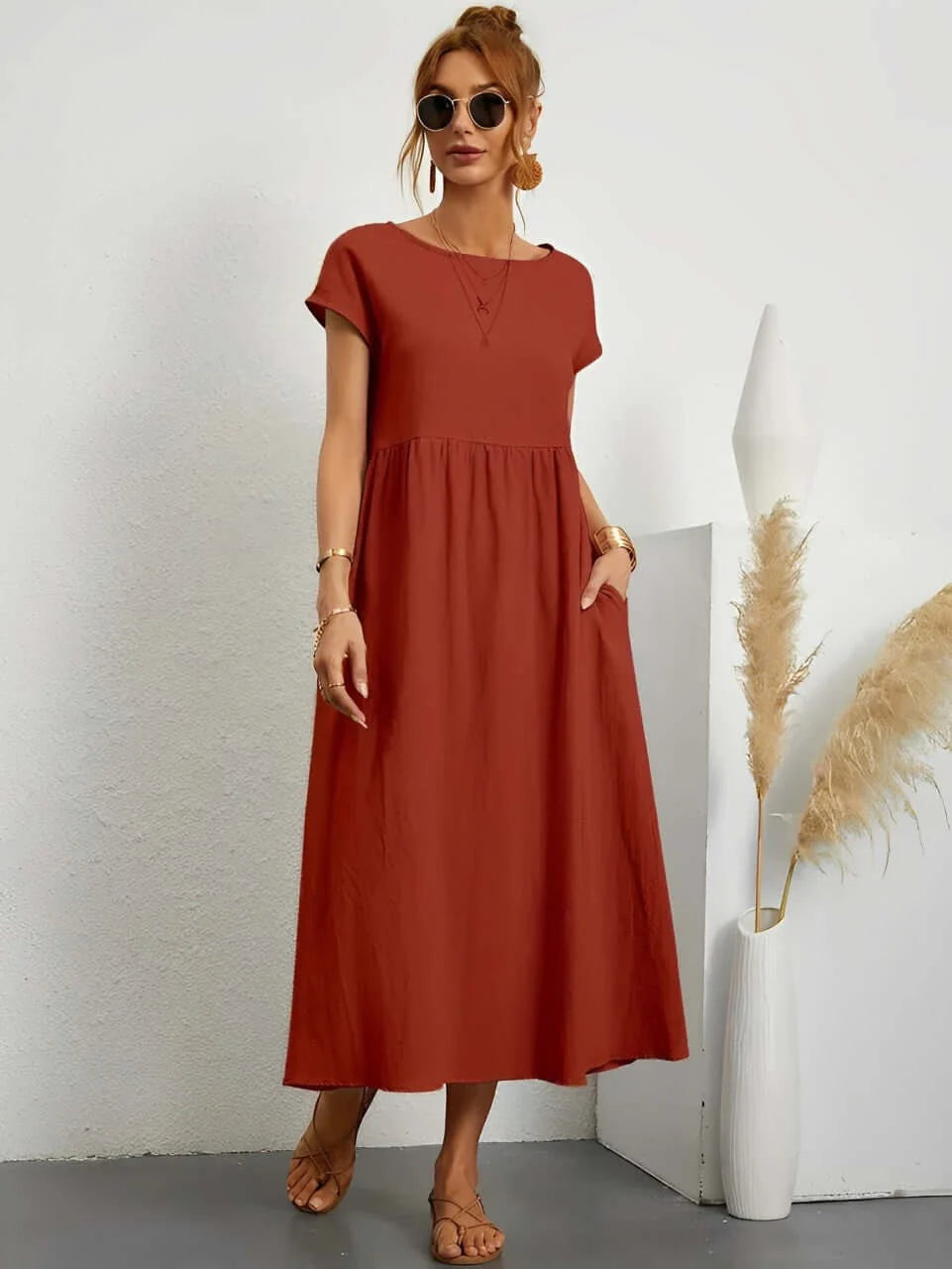 Women's Breathable Sundress for Warm Summer Days and Holidays — Brown