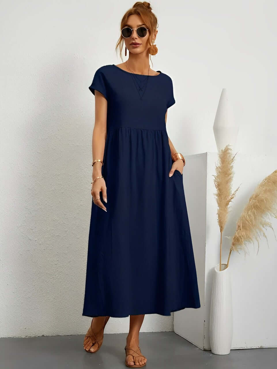 Women's Breathable Sundress for Warm Summer Days and Holidays — Navy blue