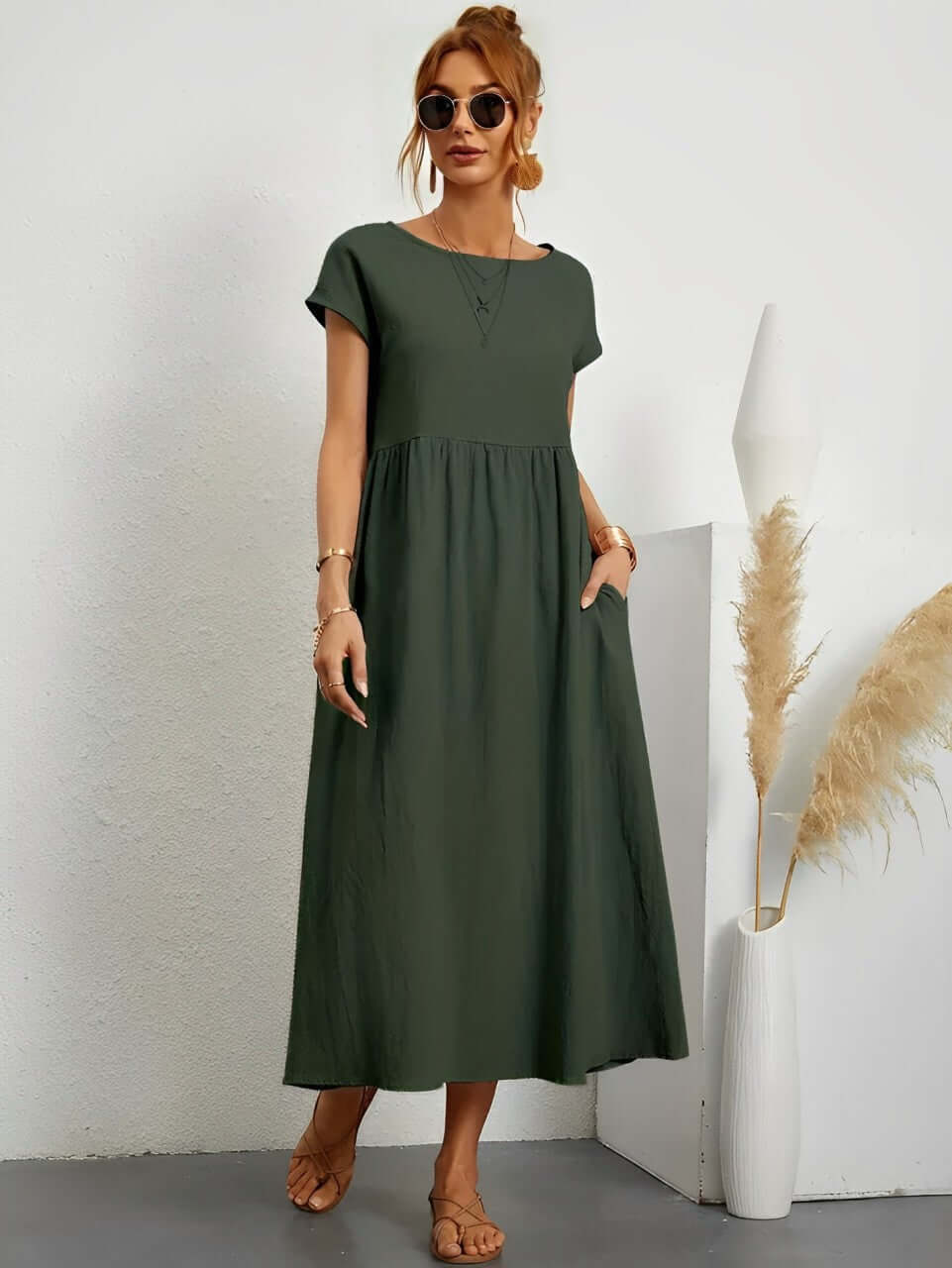 Women's Breathable Sundress for Warm Summer Days and Holidays — Army green
