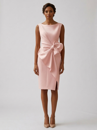 Anouk | Women's Draped Midi Dress Bow Cocktail