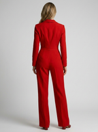 Women’s red women's wide leg jumpsuit tailored