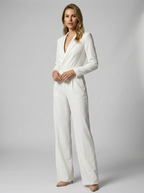 Women’s red women's wide leg jumpsuit tailored