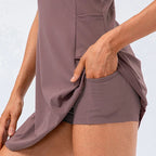 Women’s brown women's tennis dress with built-in shorts