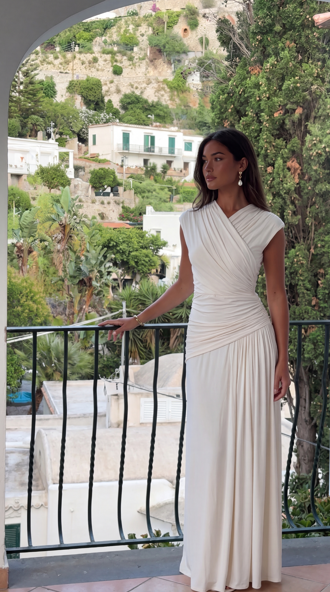 Full outfit look styled around the Ivory maxi dress for a polished finish