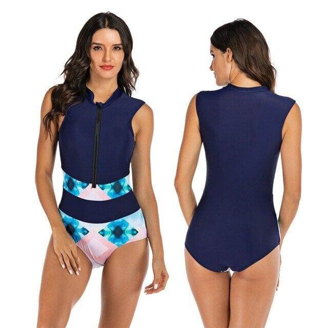 Women's Active One-Piece Swimsuit for Summer Swimming Laps — Navy Blue