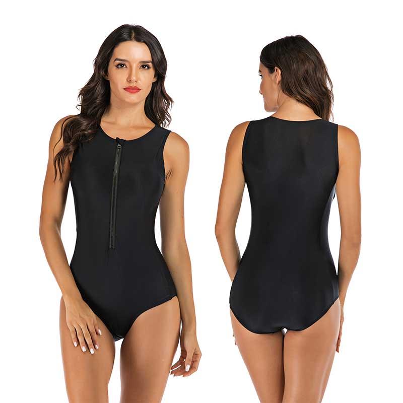 Women's Active One-Piece Swimsuit for Summer Swimming Laps — Black