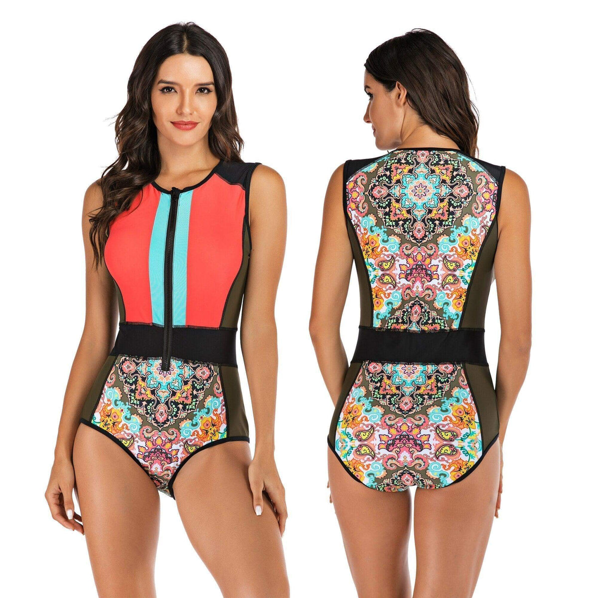 Women's Active One-Piece Swimsuit for Summer Swimming Laps — Orange