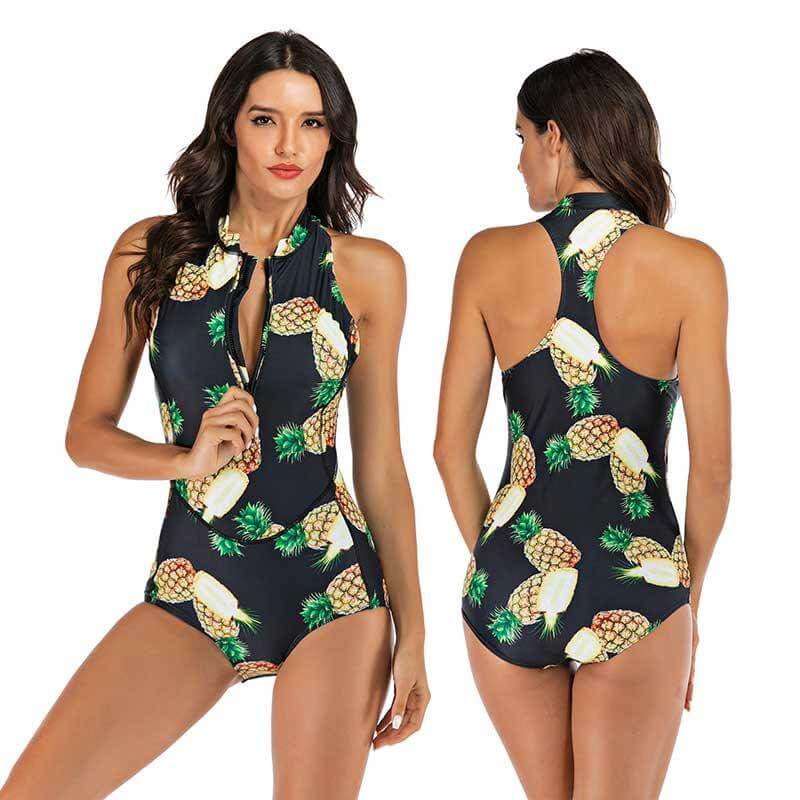 Women's Active One-Piece Swimsuit for Summer Swimming Laps — Yellow