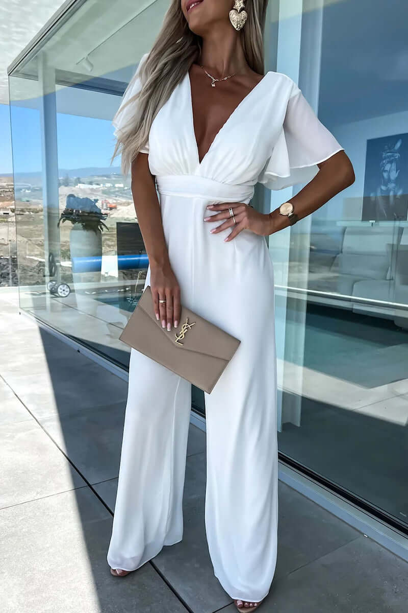 Women's Casual V-Neck Jumpsuit for Everyday Summer Wear — product photo