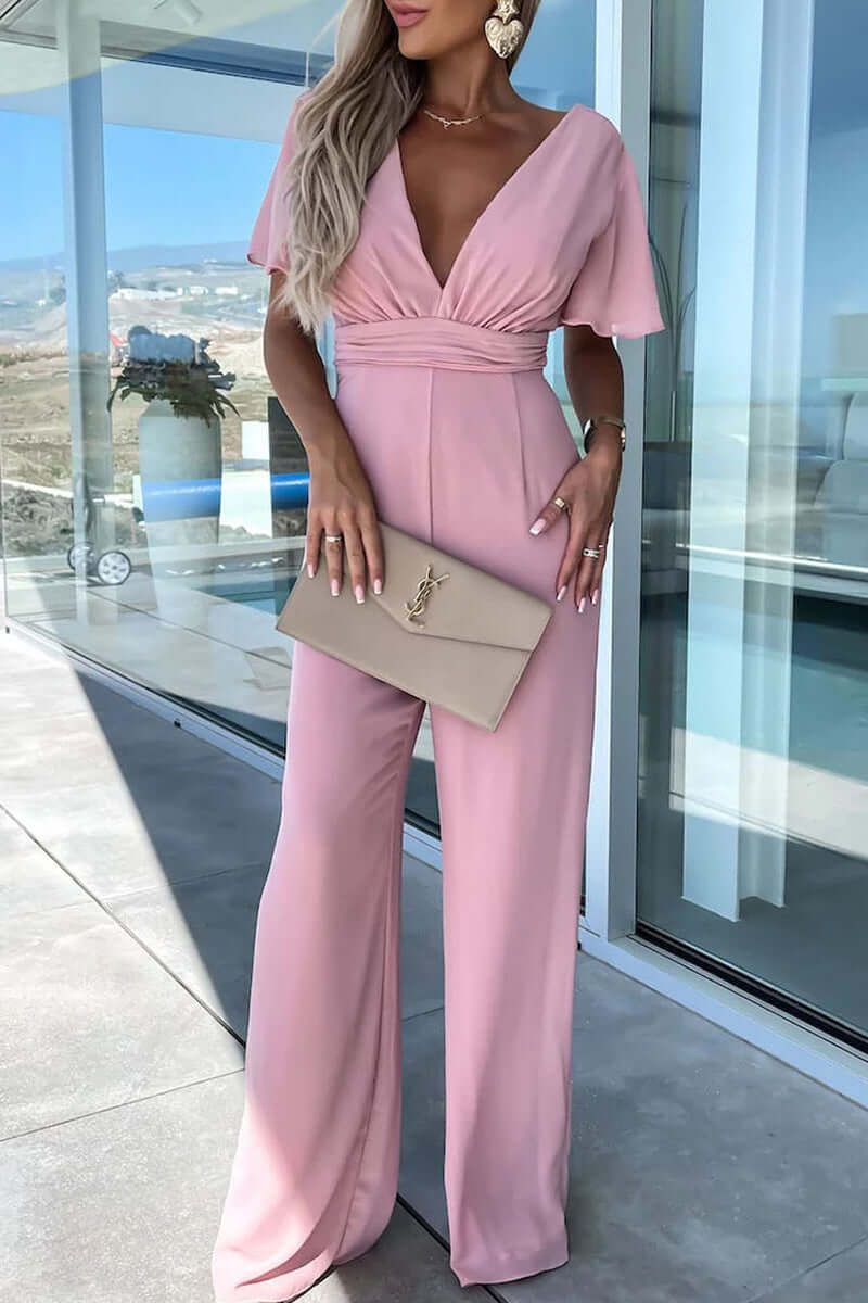 Women's Casual V-Neck Jumpsuit for Everyday Summer Wear — product photo