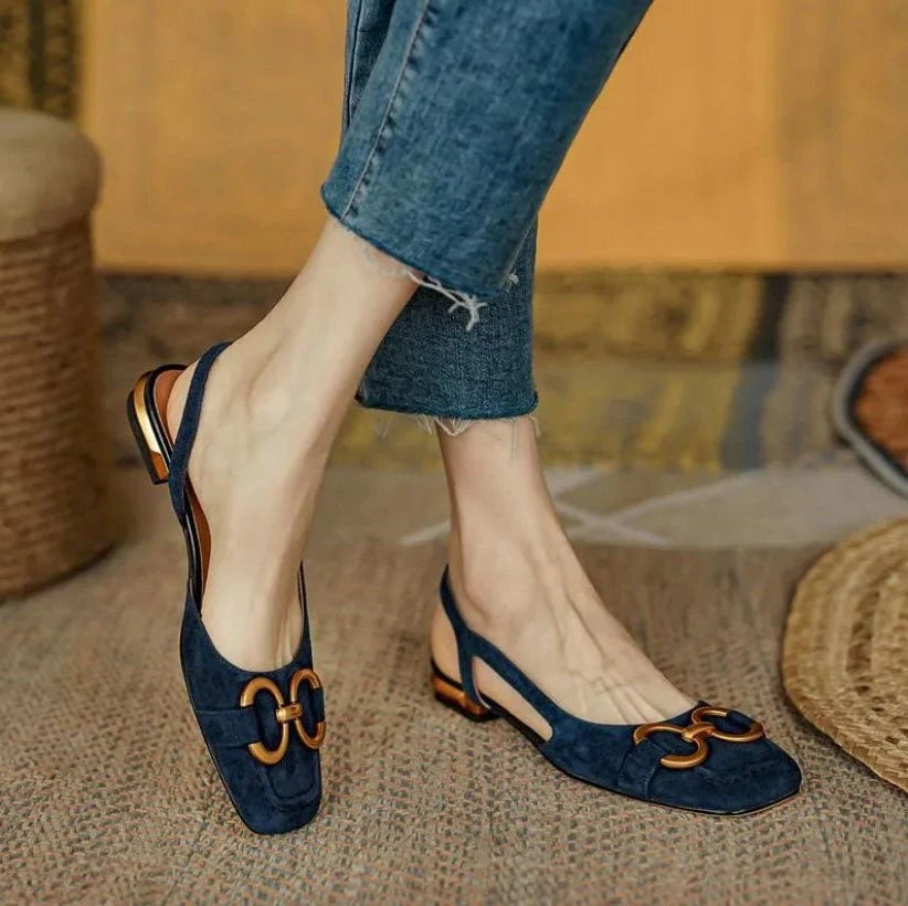 Women's Ergonomic Slingback Flats for Everyday Comfort — Dark Blue