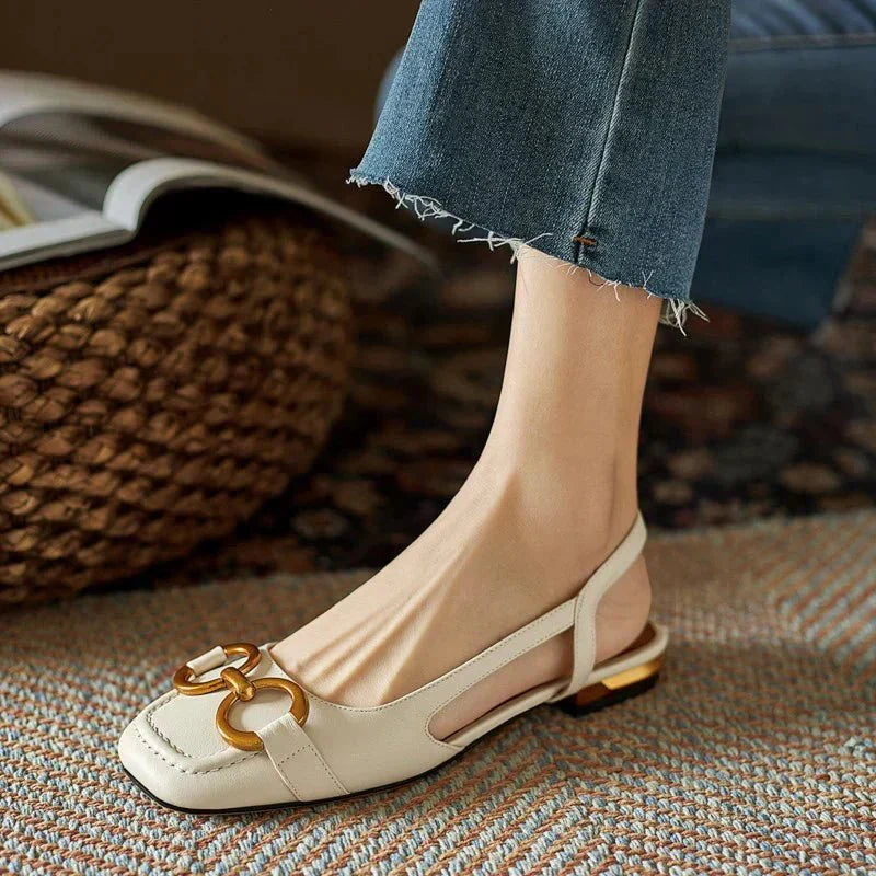 Women's Ergonomic Slingback Flats for Everyday Comfort — Beige