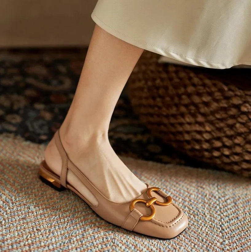 Women's Ergonomic Slingback Flats for Everyday Comfort — Brown