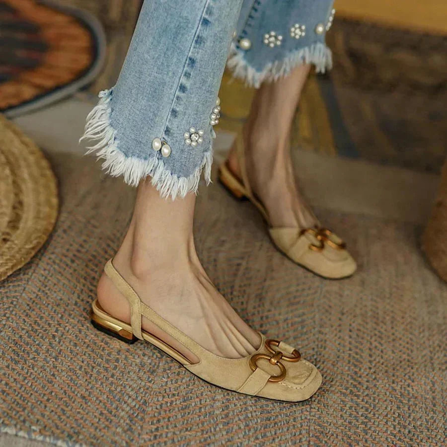 Women's Ergonomic Slingback Flats for Everyday Comfort — Khaki
