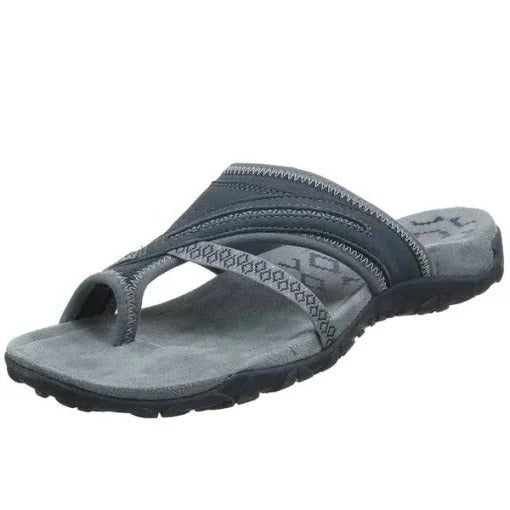 Women's Orthotic Cross Strap Sandals for All-Day Comfort — Gray