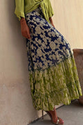Women's Floral Tiered Bohemian Maxi Skirt for Summer Wear — green