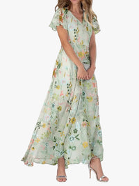 Juliette | Women's Maxi Dress Floral Flutter-Sleeve for Summer
