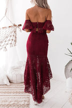 Women's Red Lace Two-Piece Set for Summer Evening Occasions — product photo
