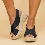 Women's Lightweight Open-Toe Summer Sandals with Adjustable Strap — Black