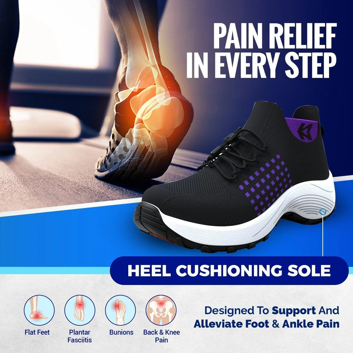 Women's Ortho Stretch Cushion Sneakers for All-Day Wear — product photo