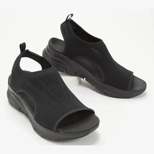Women's Orthopedic Cushioned Sandals with Arch Support — Black