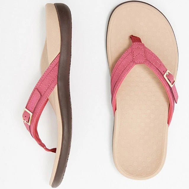 Women's Orthopedic Arch Support Thongs for Everyday Wear — Red