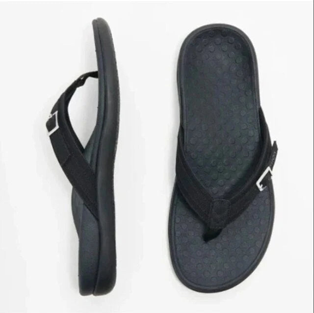 Women's Orthopedic Arch Support Thongs for Everyday Wear — Black