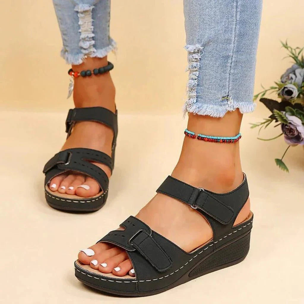 Women's Orthopedic Sandals for All-Day Comfort and Arch Support — Black