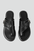 Black comfort sandals, cushioned footbed for everyday wear