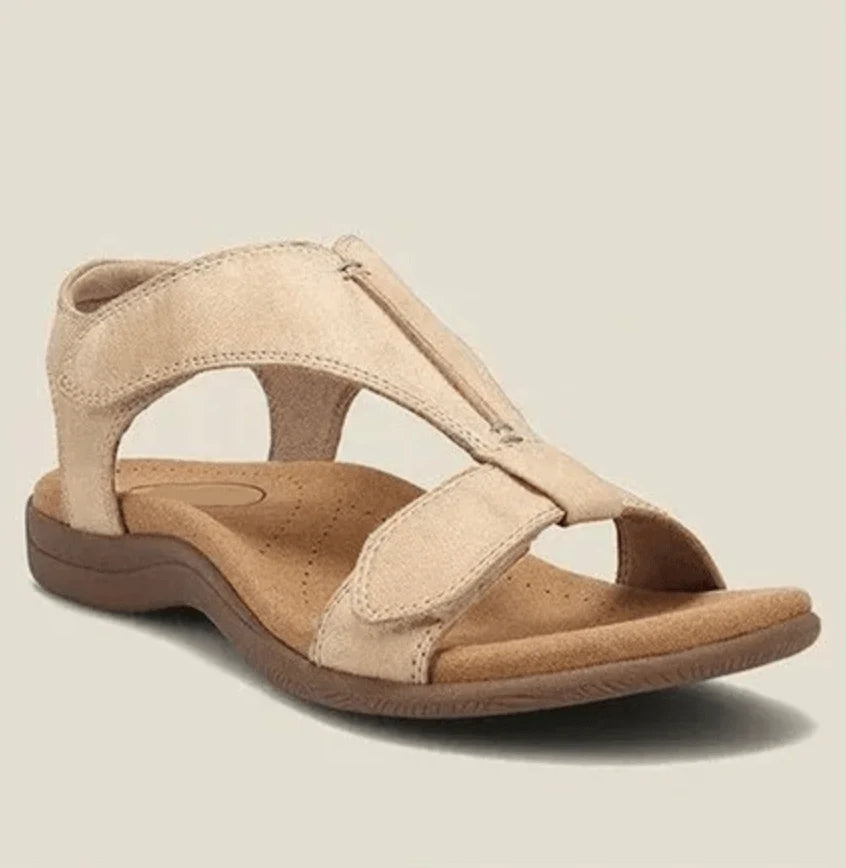 Women's Orthopedic Sandals with Contoured Arch Footbed — Beige