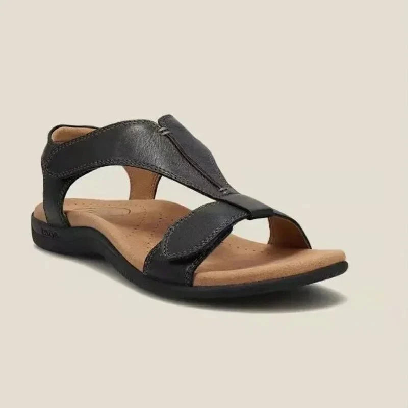Women's Orthopedic Sandals with Contoured Arch Footbed — Black